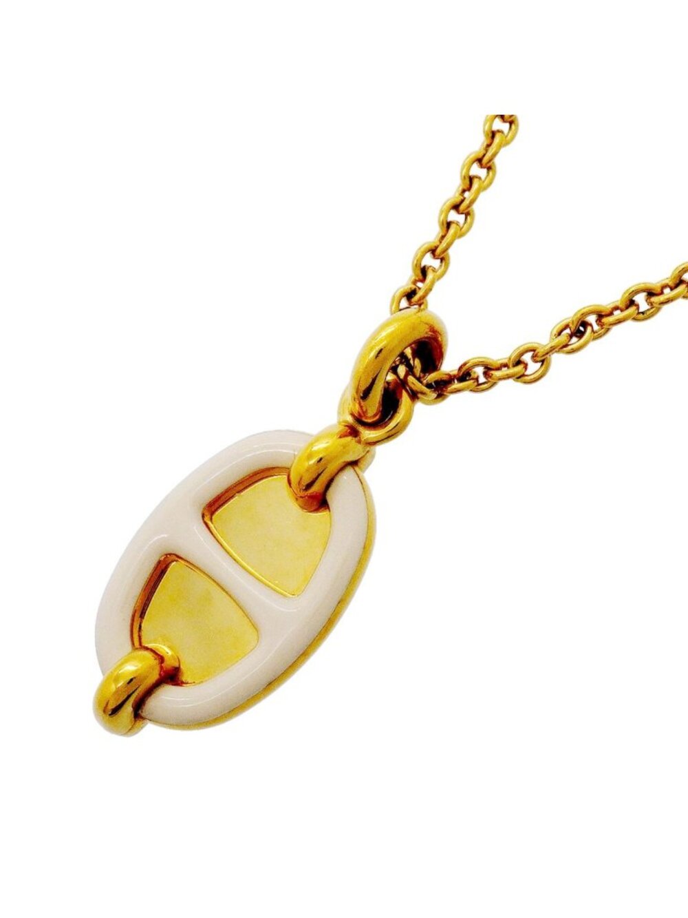 Hermes Necklace Mini Maillon PM Gold Plated Ivory